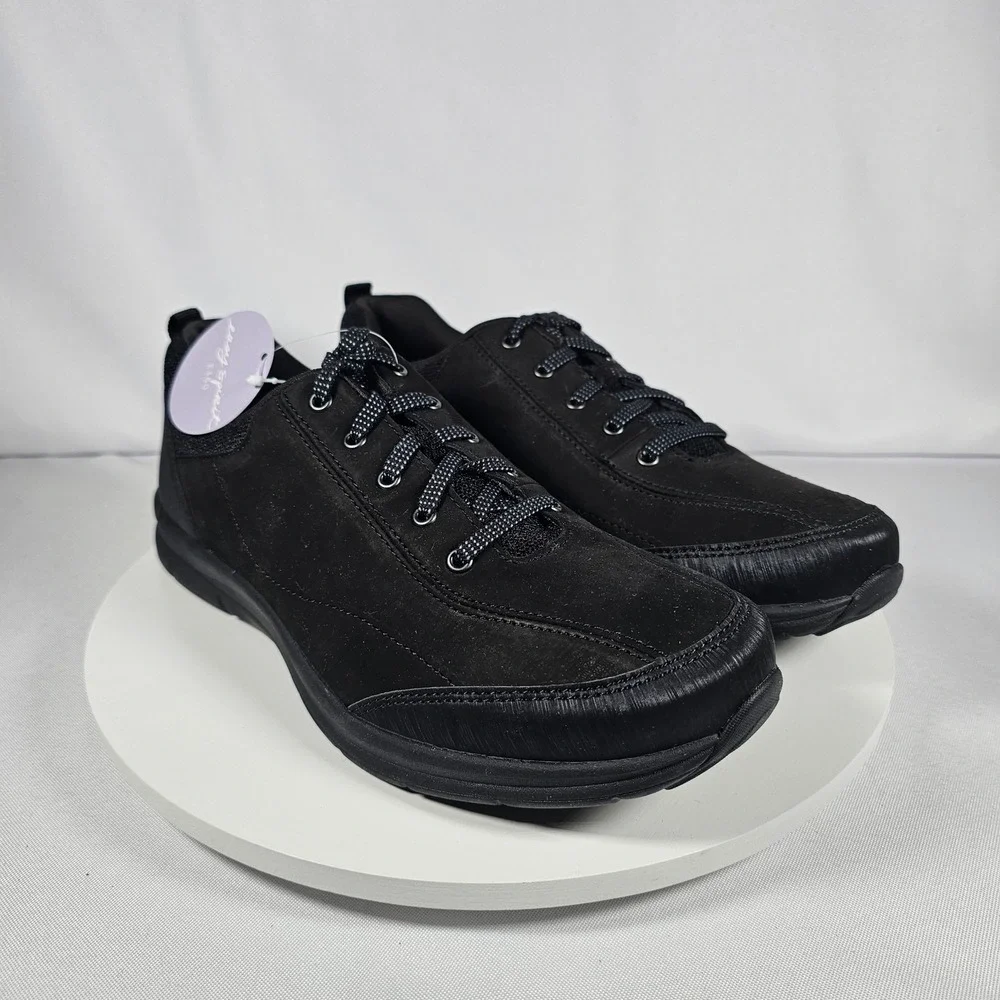 Easy Spirit Essolana Black Leather Upper Comfort Sneakers Shoes Womens Size 9.5M